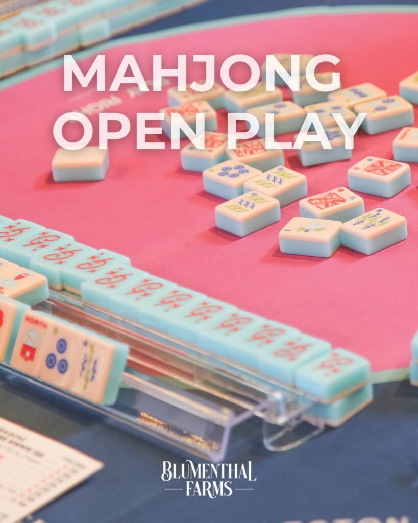 Mahjong Open Play promotion with tiles and board featured.